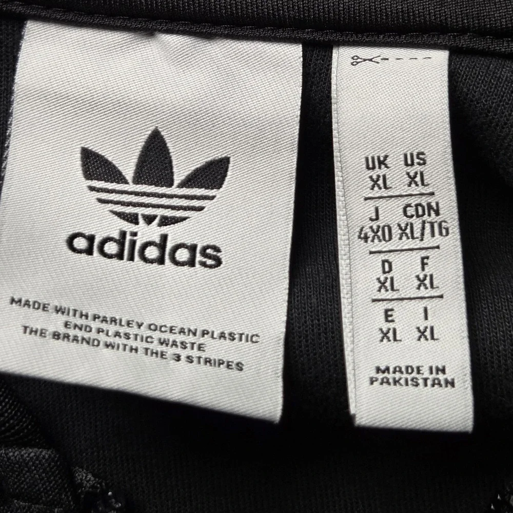 Adidas Track Jacket Mens XL Black Full Zip Three Stripes Trefoil Logo Athletic